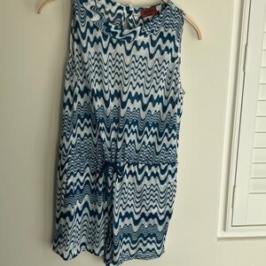 MISSONI MARE  Blue and White Wave Knit Romper Sleeveless Women’s Size 44IT NWT